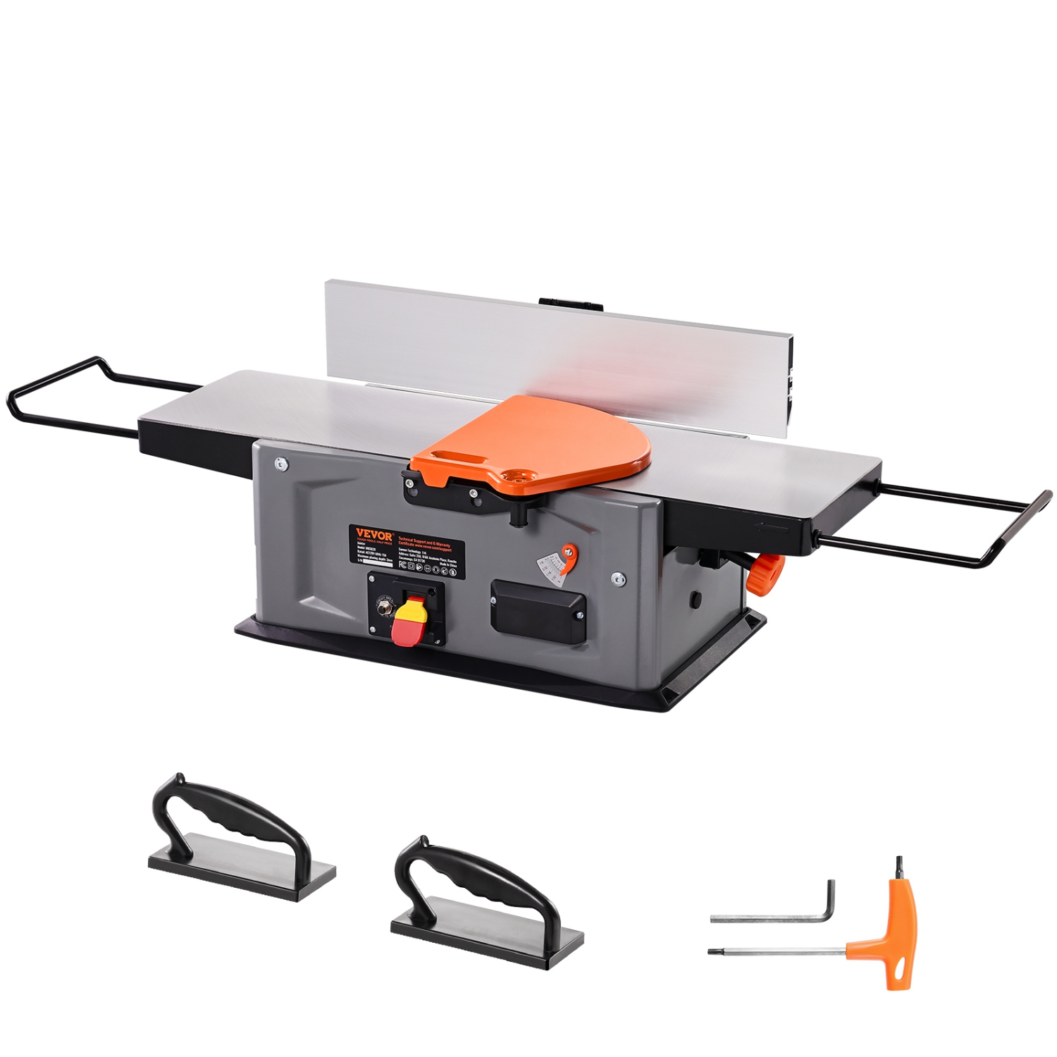 VEVOR 8-Inch Benchtop Spiral Jointer, 2HP with 10000 RPM, Featuring an 18-Blade Spiral Cutterhead, Extendable Arm to 6.5'', and a 8x42.3'' Worktable