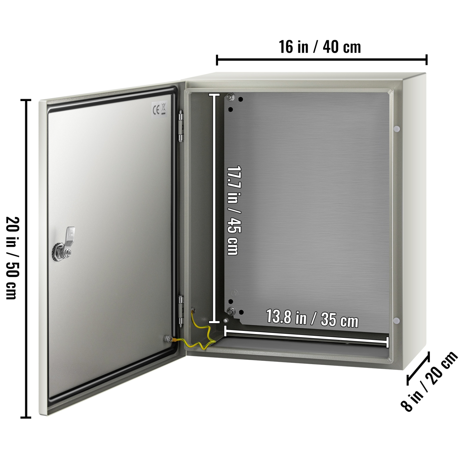 VEVOR 20x16x8'' NEMA Steel Case, NEMA 4X Metal Electric Enclosure, IP66 Water & Dust Resistant, Suitable for Both Outdoor & Indoor Use, Includes