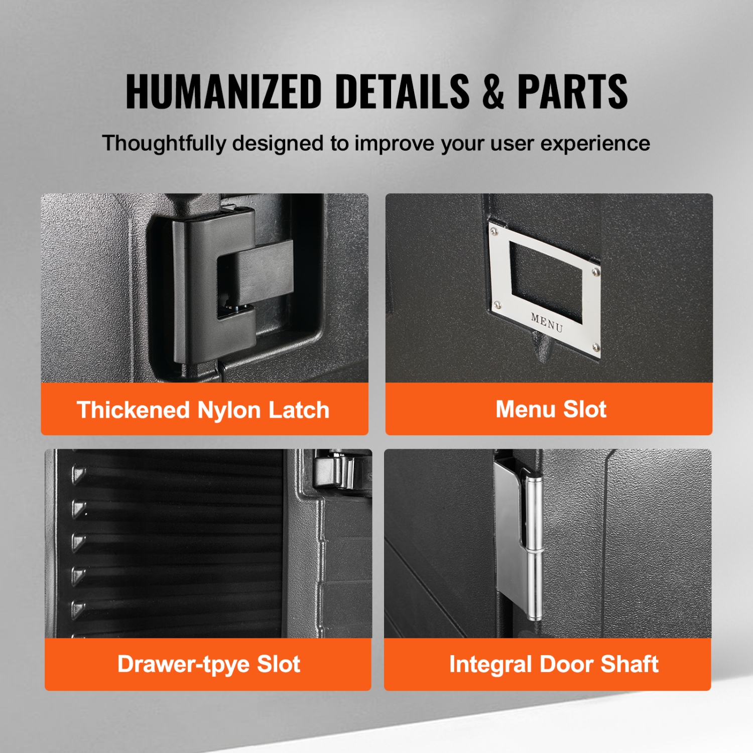 VEVOR Insulated Food Pan Carrier, 109 Qt Hot Box for Catering, LLDPE Food Box Carrier with Double Buckles, Front Loading Food Warmer with Handles,