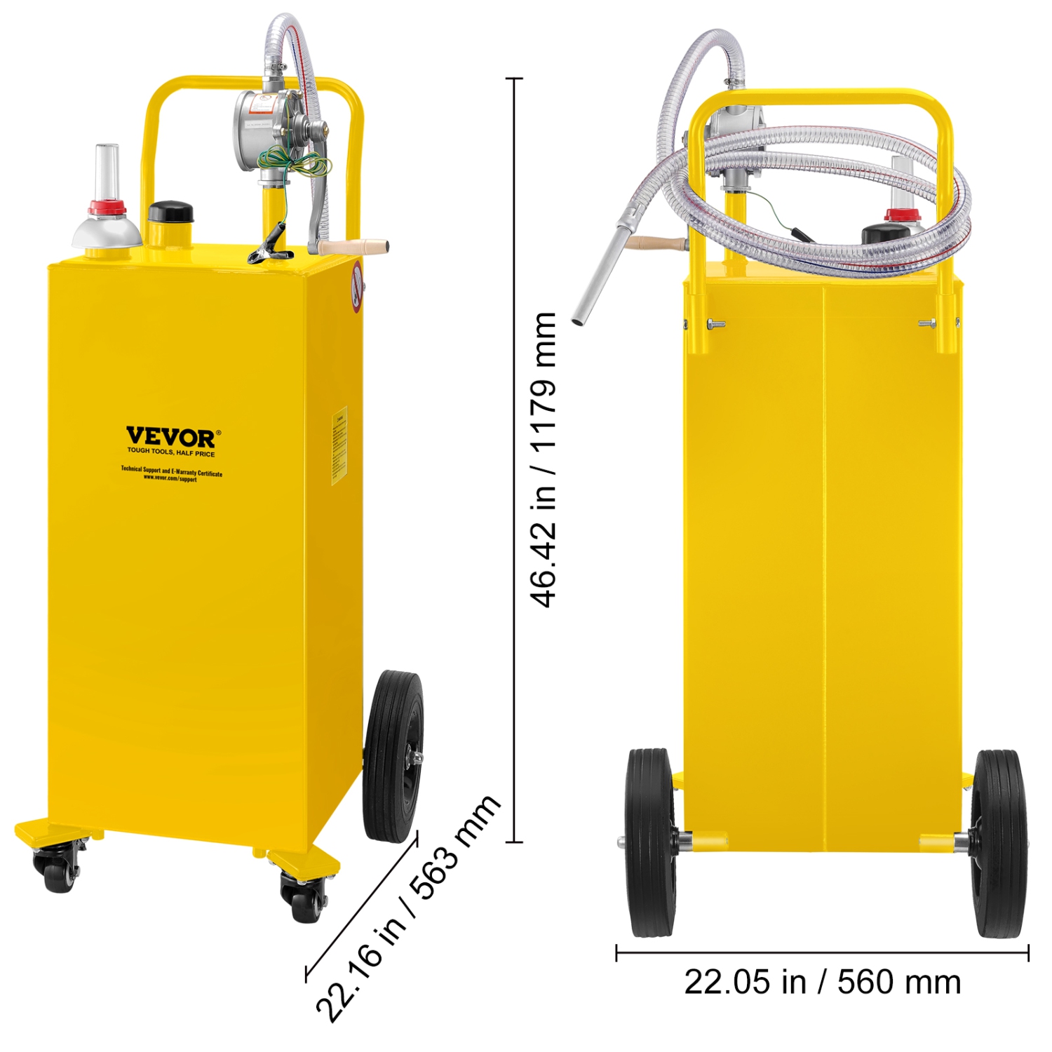 VEVOR 30 Gallon Fuel Caddy, Gas Storage Tank & 4 Wheels, with Manuel Transfer Pump, Gasoline Diesel Fuel Container for Cars, Lawn Mowers, ATVs,