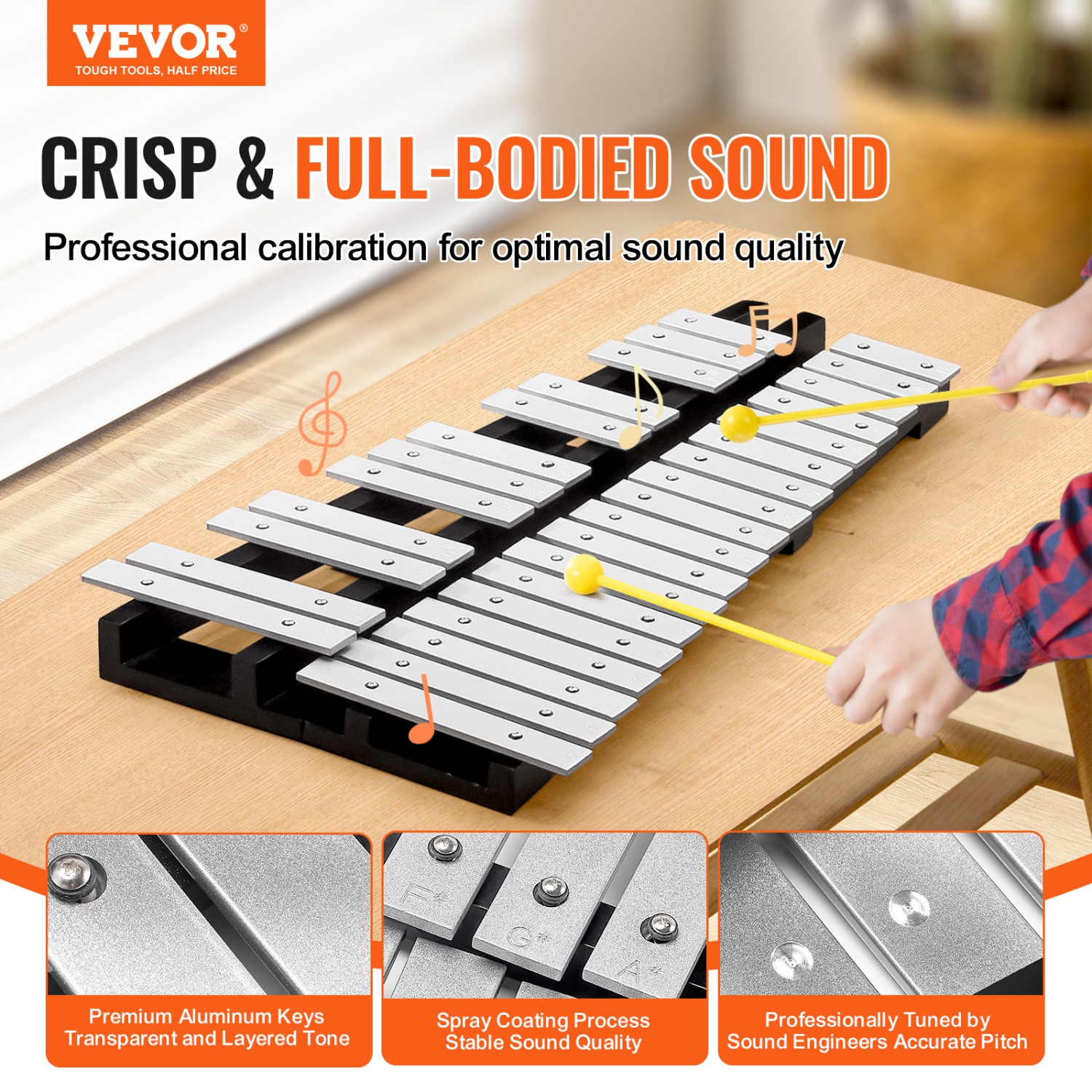 VEVOR 30 Note Glockenspiel Xylophone Bell Kit, Percussion Instrument with Mallets, Drum Sticks and Carrying Bag, Professional Glockenspiel Xylophone