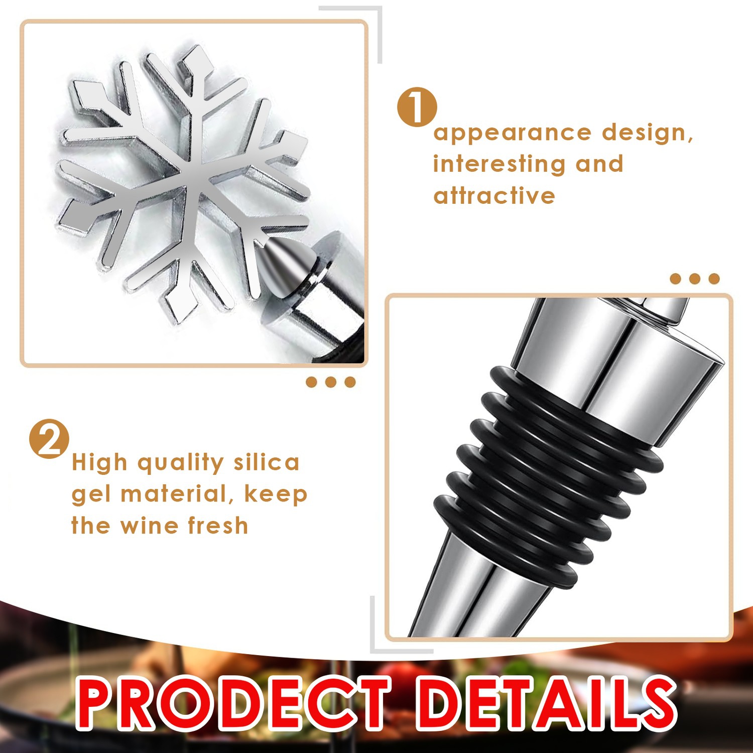 3-Piece Set of Wine Stoppers, Cute Bottle Stoppers for Beer, Wine, Champagne, Beer