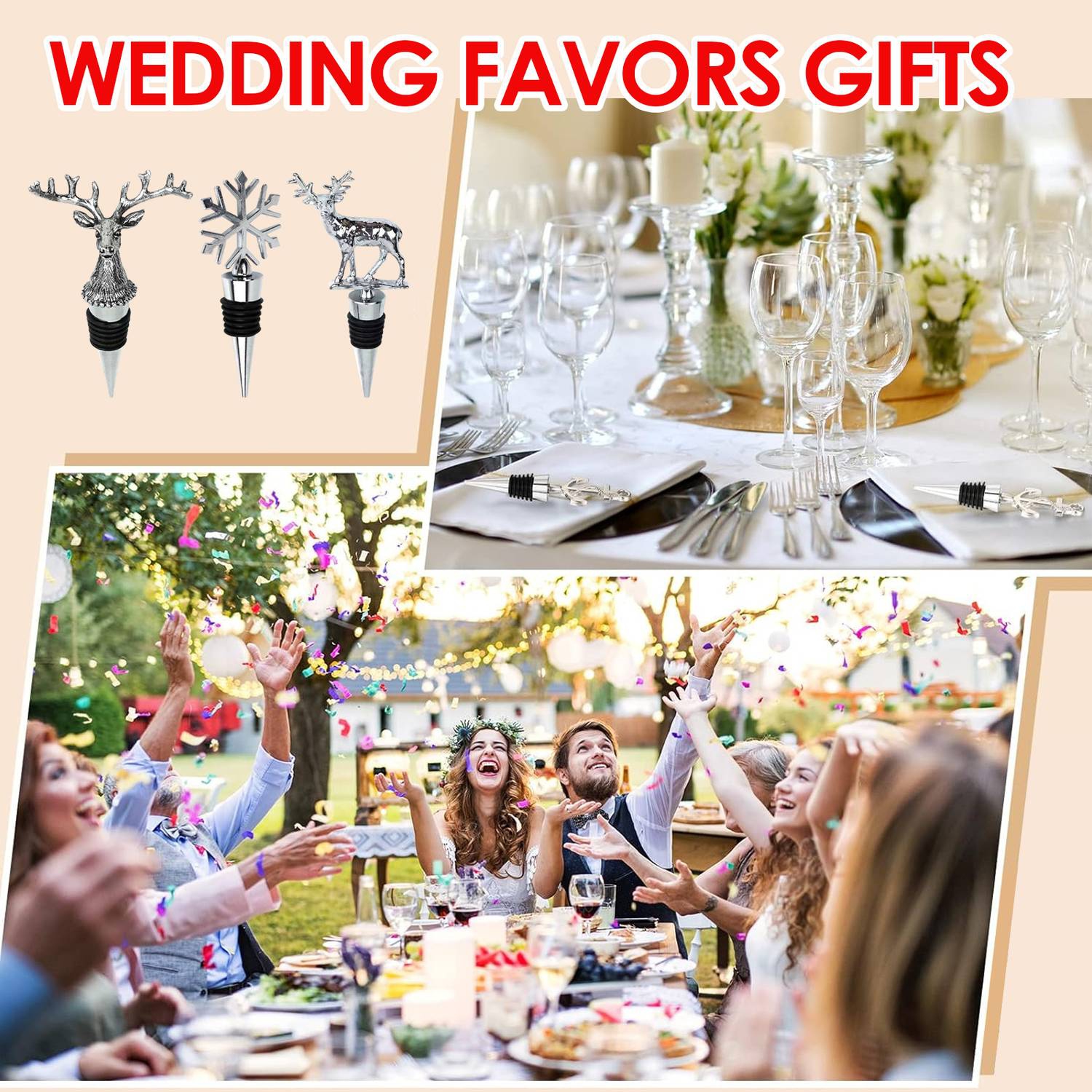 3-Piece Set of Wine Stoppers, Cute Bottle Stoppers for Beer, Wine, Champagne, Beer