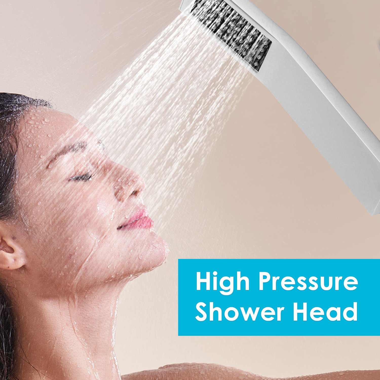 Brass Shower Head, L-Shaped High Pressure Shower Head, Handheld Bathroom Chrome Shower Head