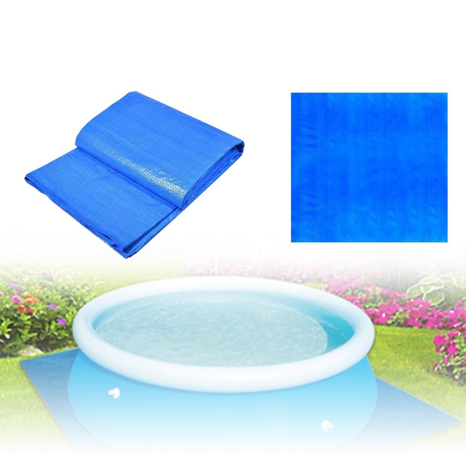 Bâche de piscine ronde avec bande élastique de 305&nbsp;cm, toile imperméable en toile de piscine, toile imperméable à l'épreuve du vent et de la