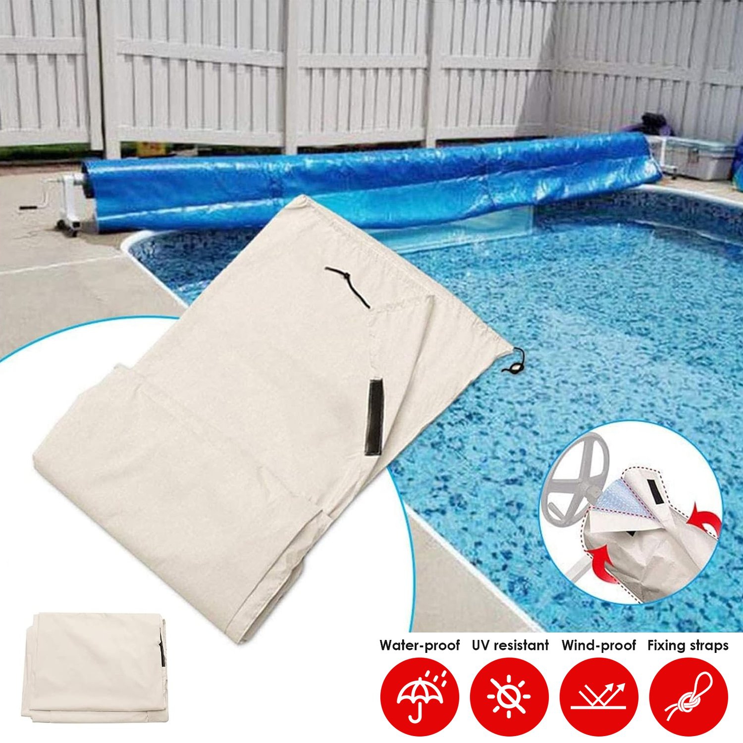 Housse de piscine en tissu étanche, housse de protection pour piscine intérieure extérieure, 490 96&nbsp;cm