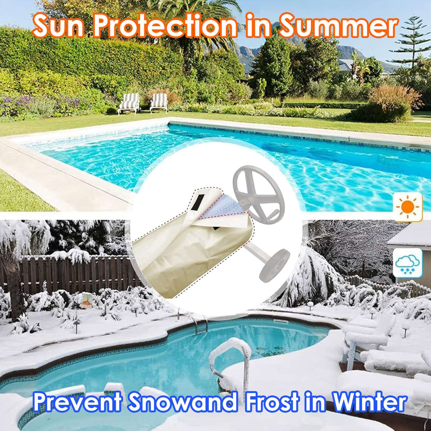 Housse de piscine en tissu étanche, housse de protection pour piscine intérieure extérieure, 490 96&nbsp;cm