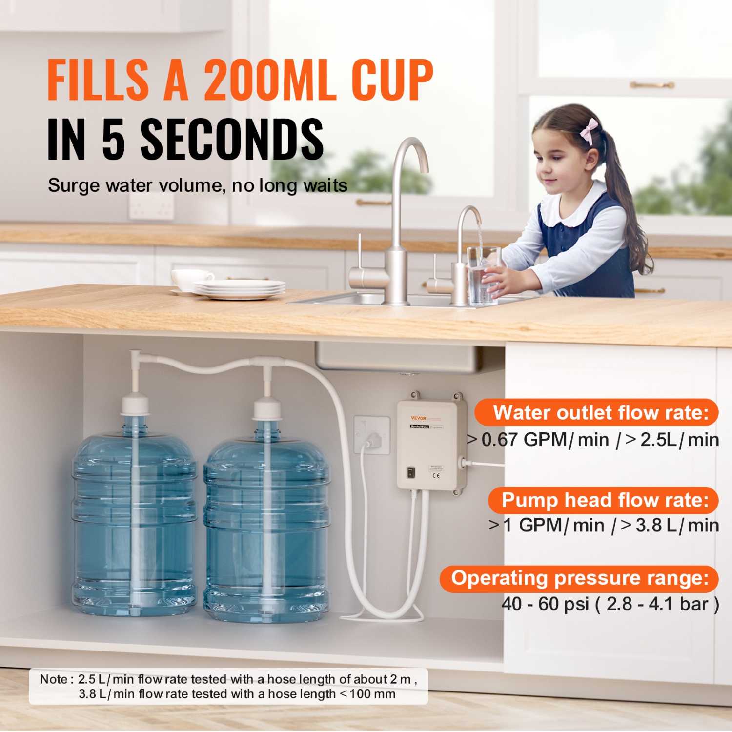 VEVOR 2x5 Gallon Bottled Water Dispenser Pump System, Dispensing System, Automatic Electric Water Dispenser, Double-Pipe Water Jug Pump, Compatible