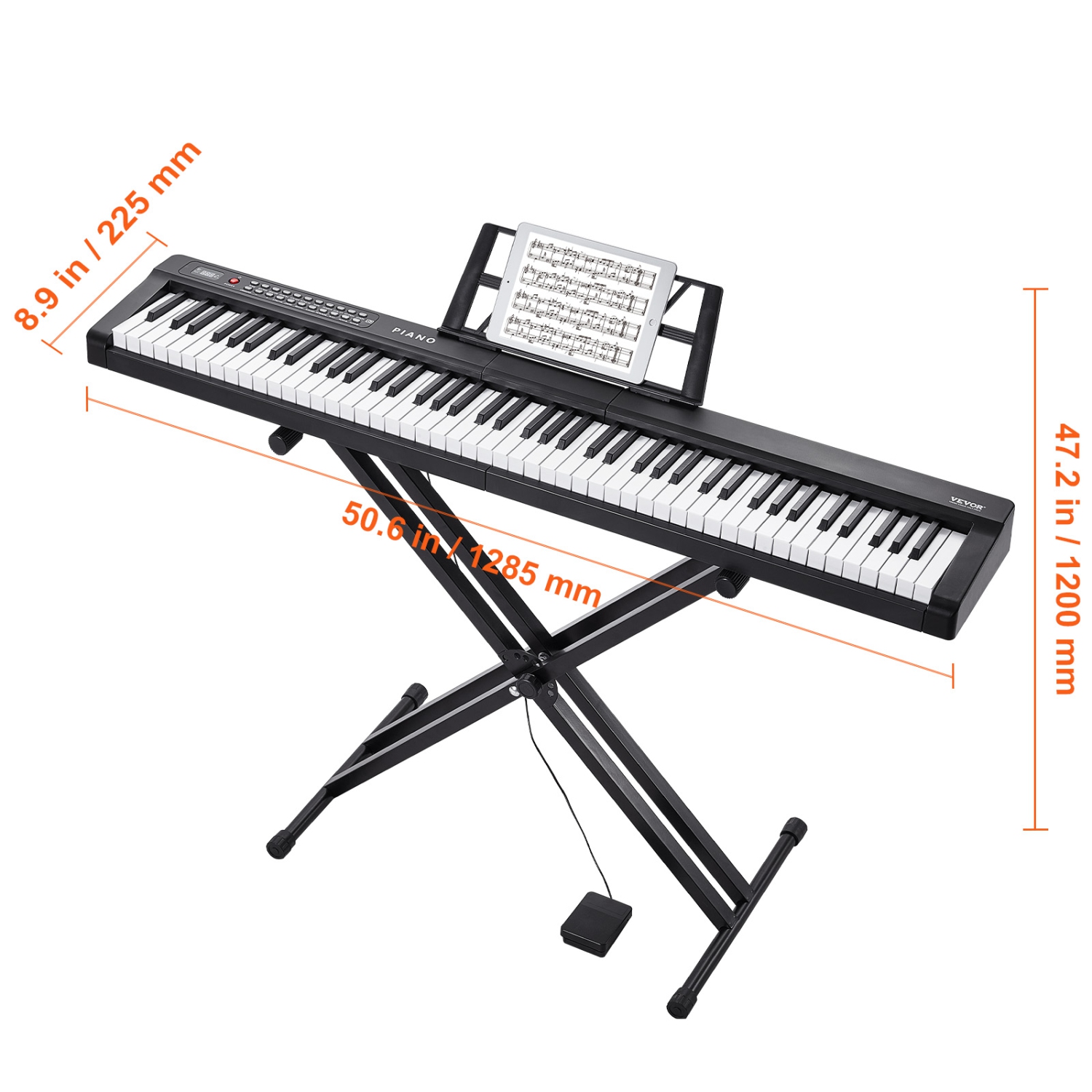 Clavier de piano numérique VEVOR à 88 touches, touches semi-lestées, ensemble clavier électrique pleine grandeur avec haut-parleurs réglables