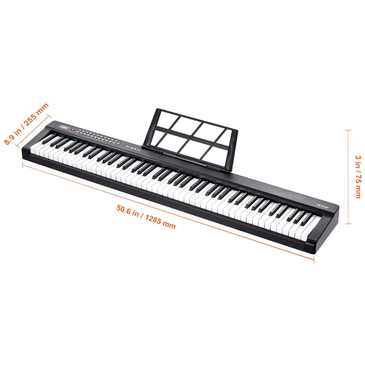 VEVOR 88 Key Digital Piano Keyboard,Semi Weighted Keys,Full Size Electric Portable Keyboard Piano Set with 1000 Tones Built-In Speakers Sustain Pedal