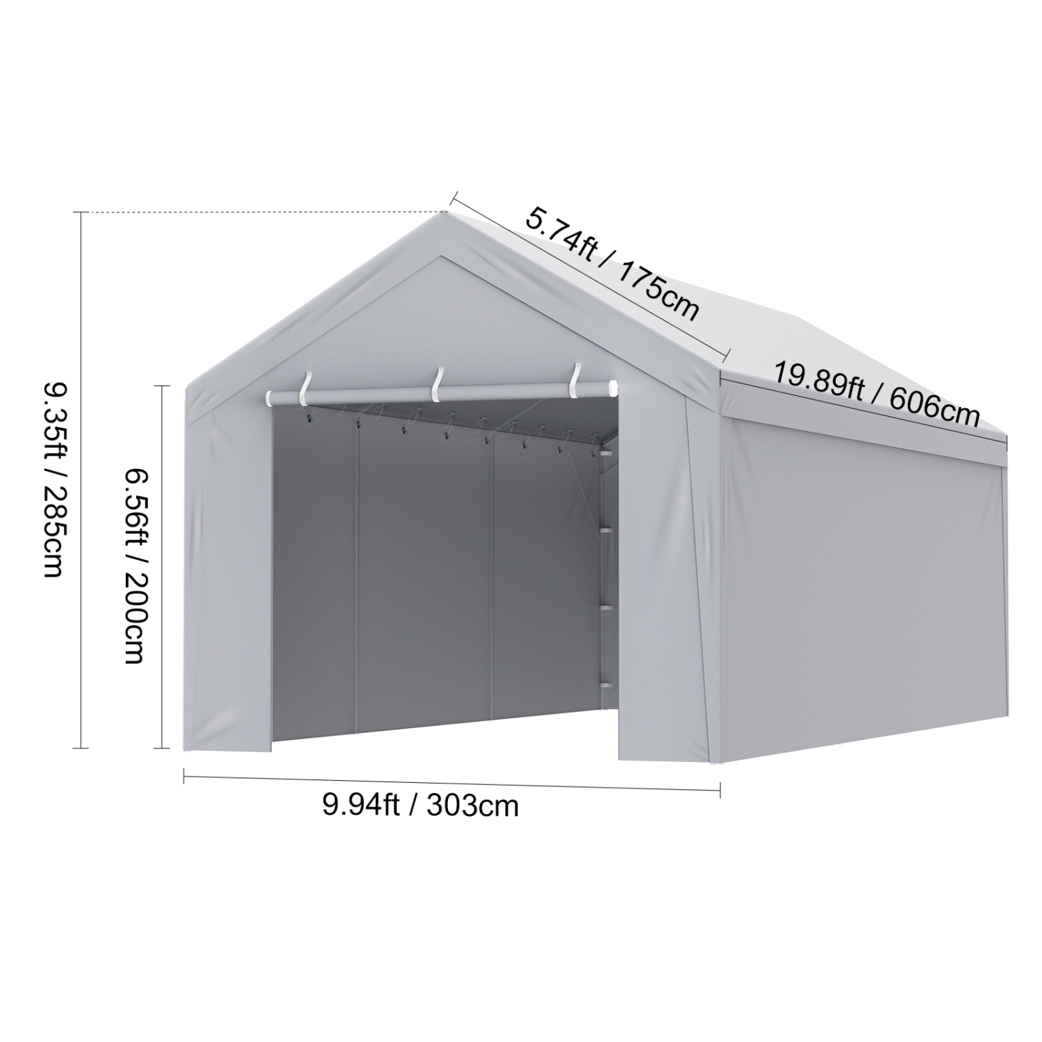 Housse de rechange pour abri d'auto VEVOR 10 x 20&nbsp;pi sur le dessus et le côté, abri pour tente de garage étanche et résistant aux rayons UV,