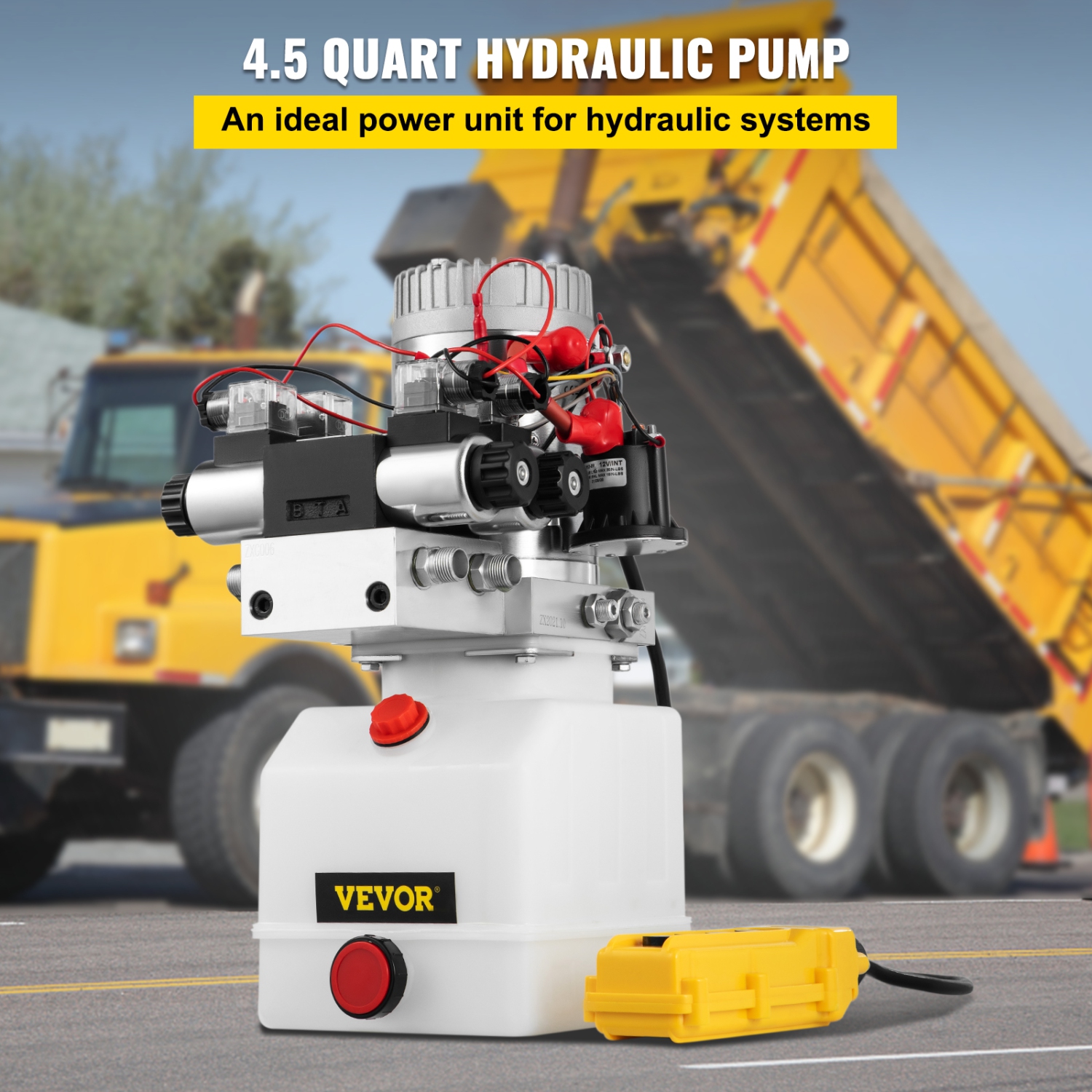 VEVOR 12V Hydraulic Pump, Double Acting Hydraulic Power Unit Double Solenoid Hydraulic Power Pack DC Hydraulic Power Pump with 4.5Liter Reservoir for