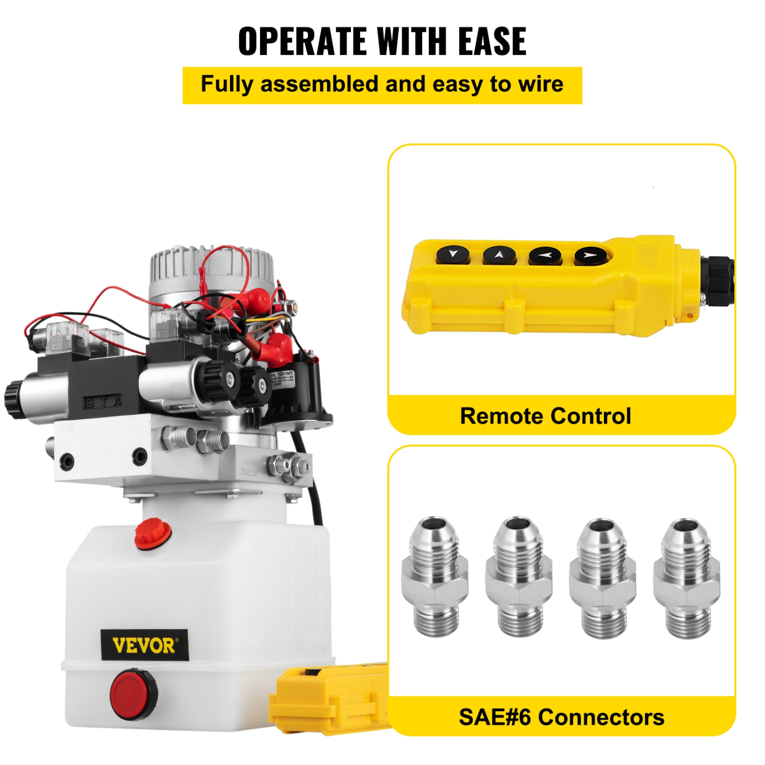 VEVOR 12V Hydraulic Pump, Double Acting Hydraulic Power Unit Double Solenoid Hydraulic Power Pack DC Hydraulic Power Pump with 4.5Liter Reservoir for