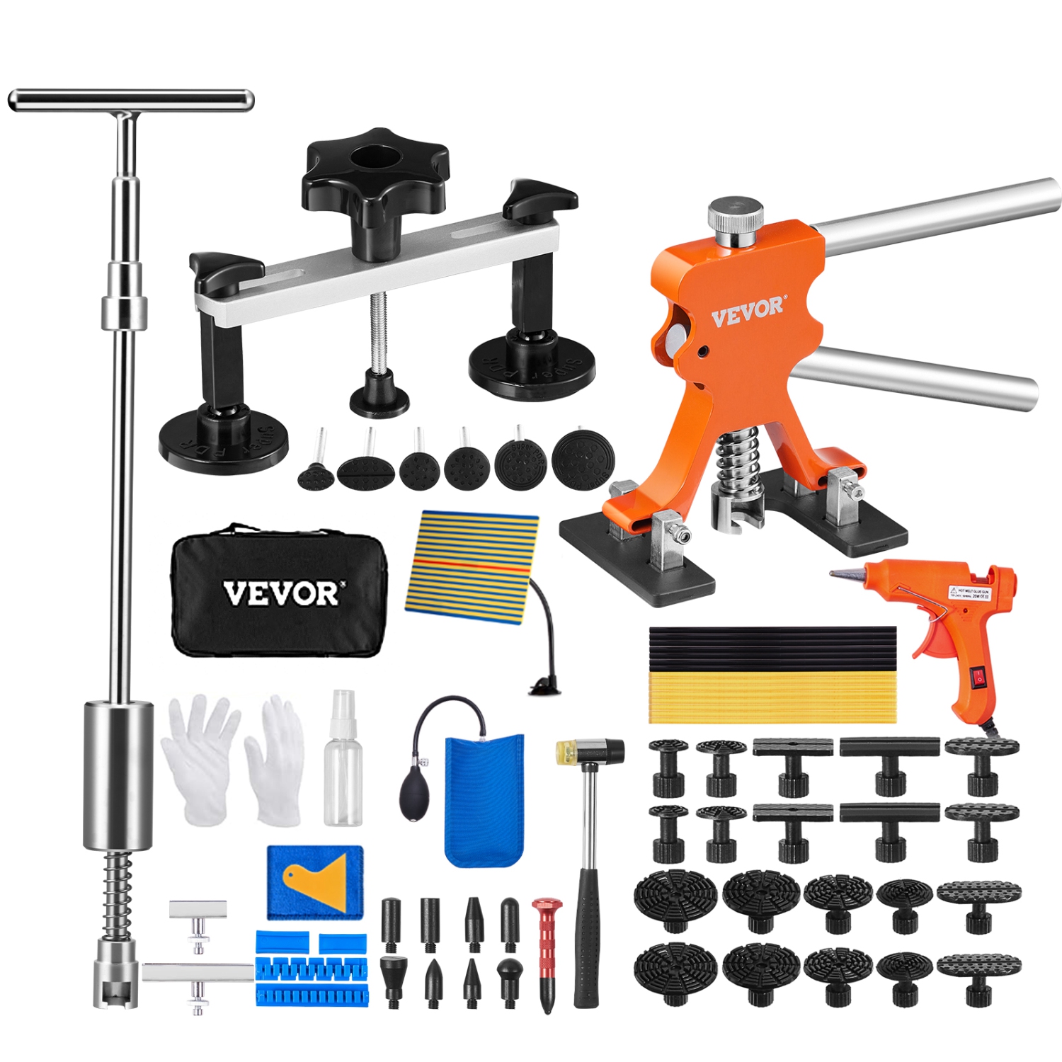 VEVOR 69 PCS Dent Repair Kit, Auto Car Body Paintless Dent Removal Tool Kit, Golden Lifter, Bridge Puller, Slide Hammer Tool Kit for Automobile Body,