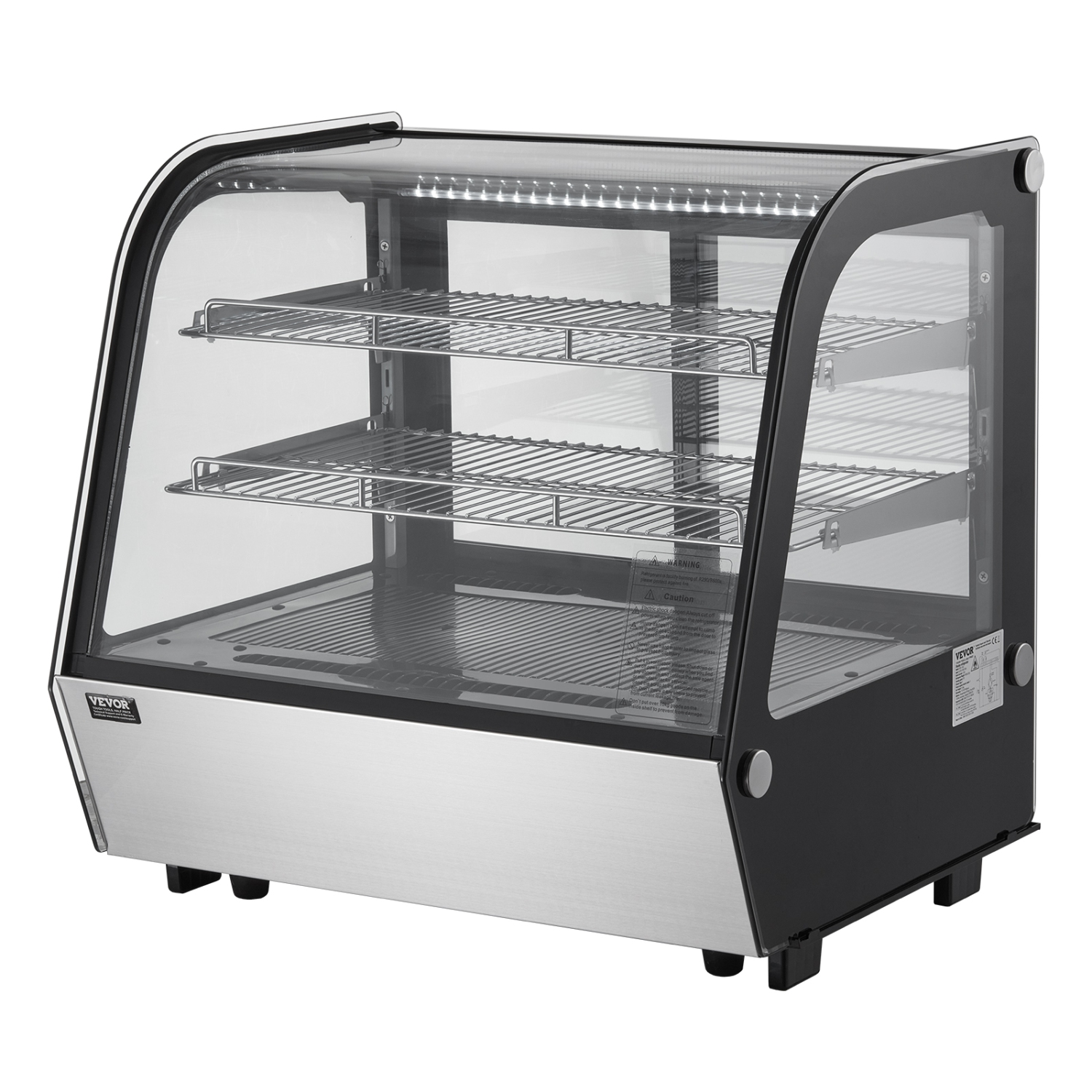 VEVOR 4.2 Cu.Ft./115L Refrigerated Display Case, Countertop Pastry Display Case, 2-Tier Commercial Display Refrigerator with LED Lighting, TURBO