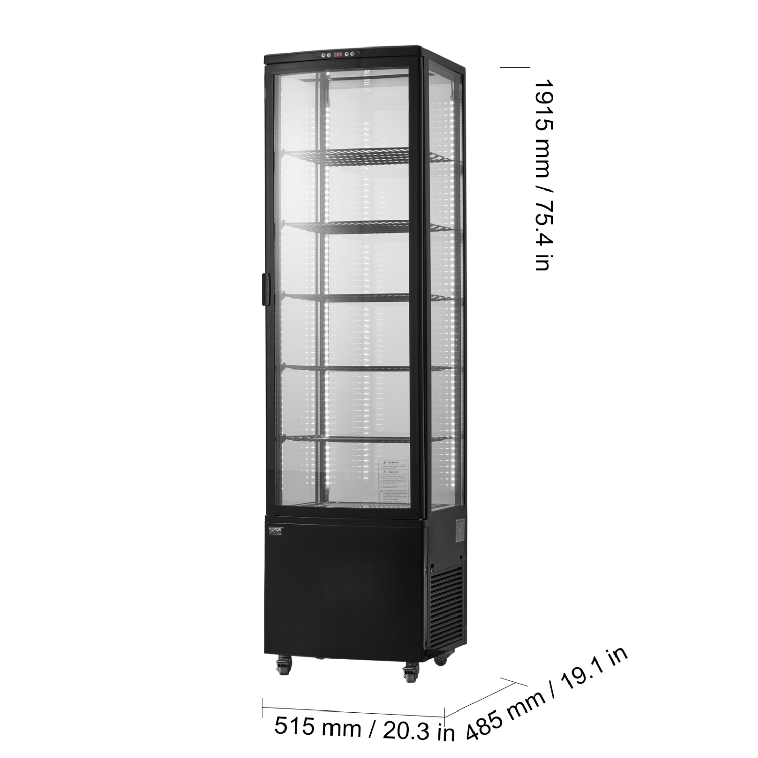 VEVOR 9.8 Cu.Ft./278L Refrigerated Display Case, Large Pastry Display Case, 5-Tier Commercial Display Refrigerator with LED Lighting, TURBO Cooling,