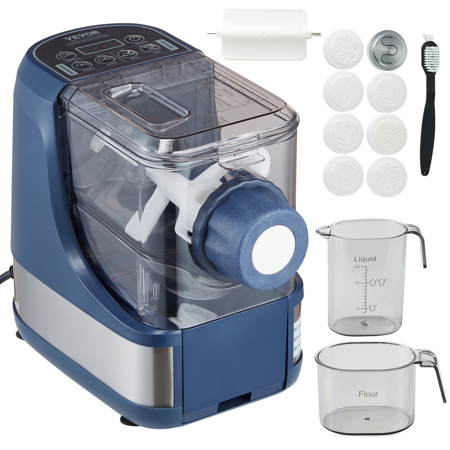 VEVOR 150W Electric Pasta Maker, Automatic Noodle Maker Machine with 8 Pasta Shapes, 4 Intelligent Modes, 500g Flour Capacity Pasta Maker Machine with Measuring Cup, Cleaning Brush