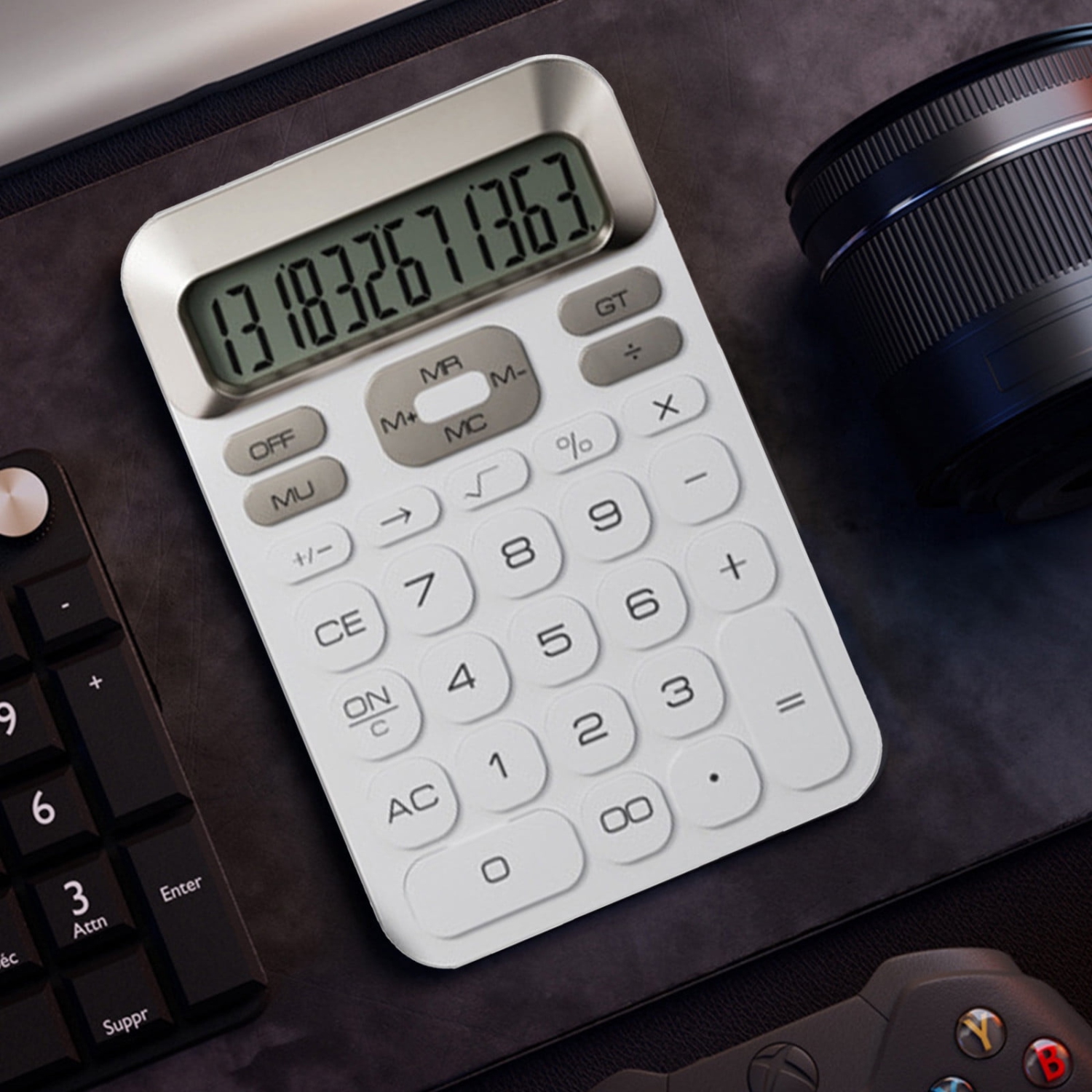 Desk Calculator, Basic Calculator for School, Cute Calculator, Small Portable Scientific Calculator for Students, 12 Digit Mini Plastic Non-slip