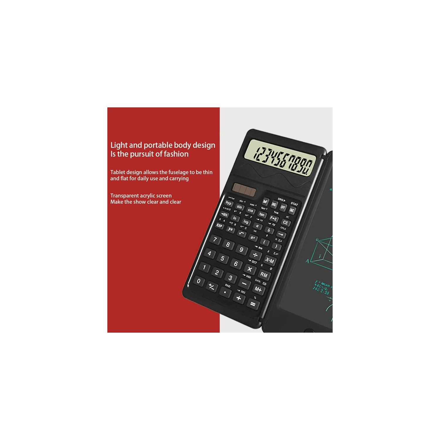 Calculatrice Tablette d'écriture à la main Fonction solaire/à piles Mini Comptoir d'ingénierie solaire Office d'étudiant