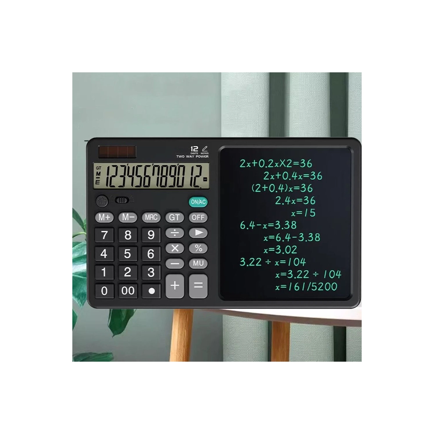 calculatrice 2-en-1 à 12 chiffres à énergie solaire pour le bureau scolaire