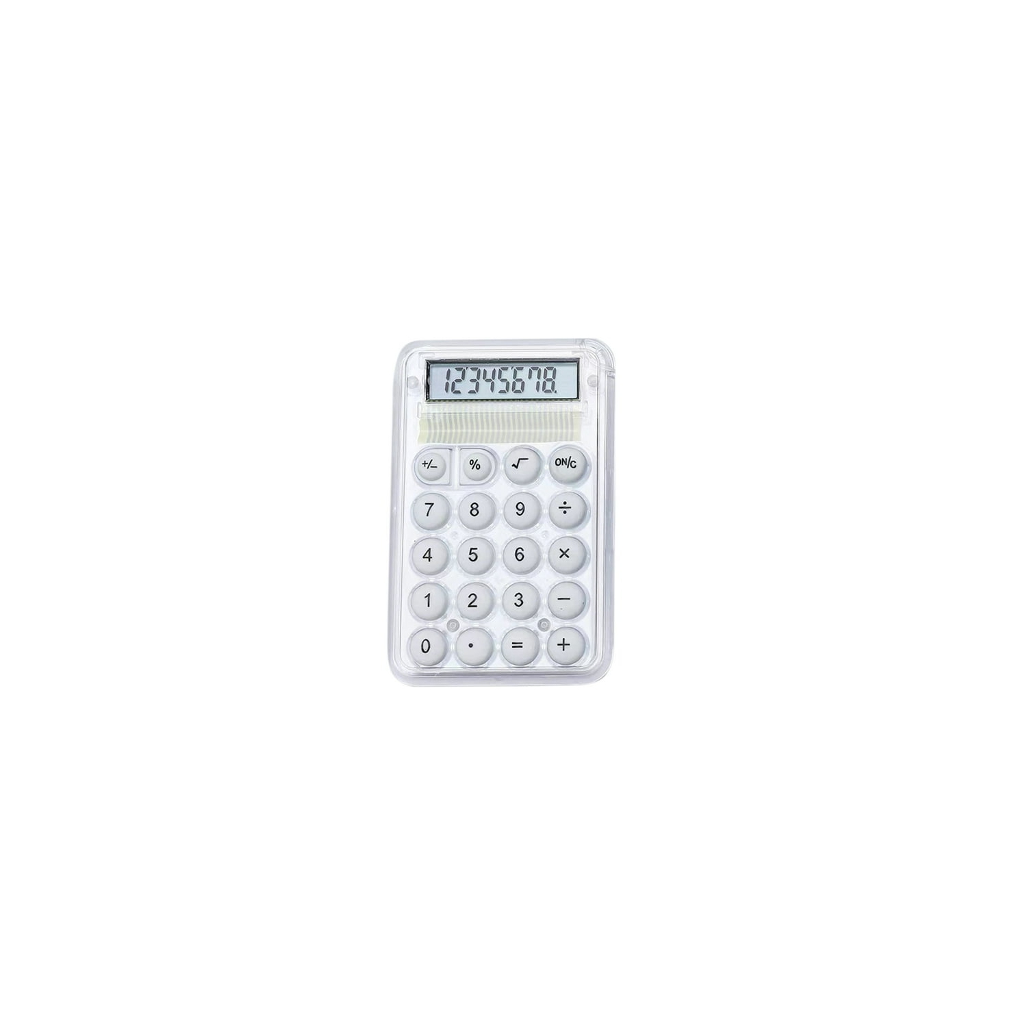 Mini Calculatrice Cute Student Special Computer, petite calculatrice portative de grande valeur transparente - Blanc