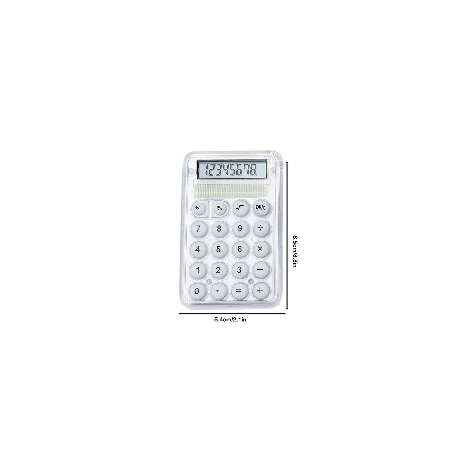 Mini Calculatrice Cute Student Special Computer, petite calculatrice portative de grande valeur transparente - Blanc