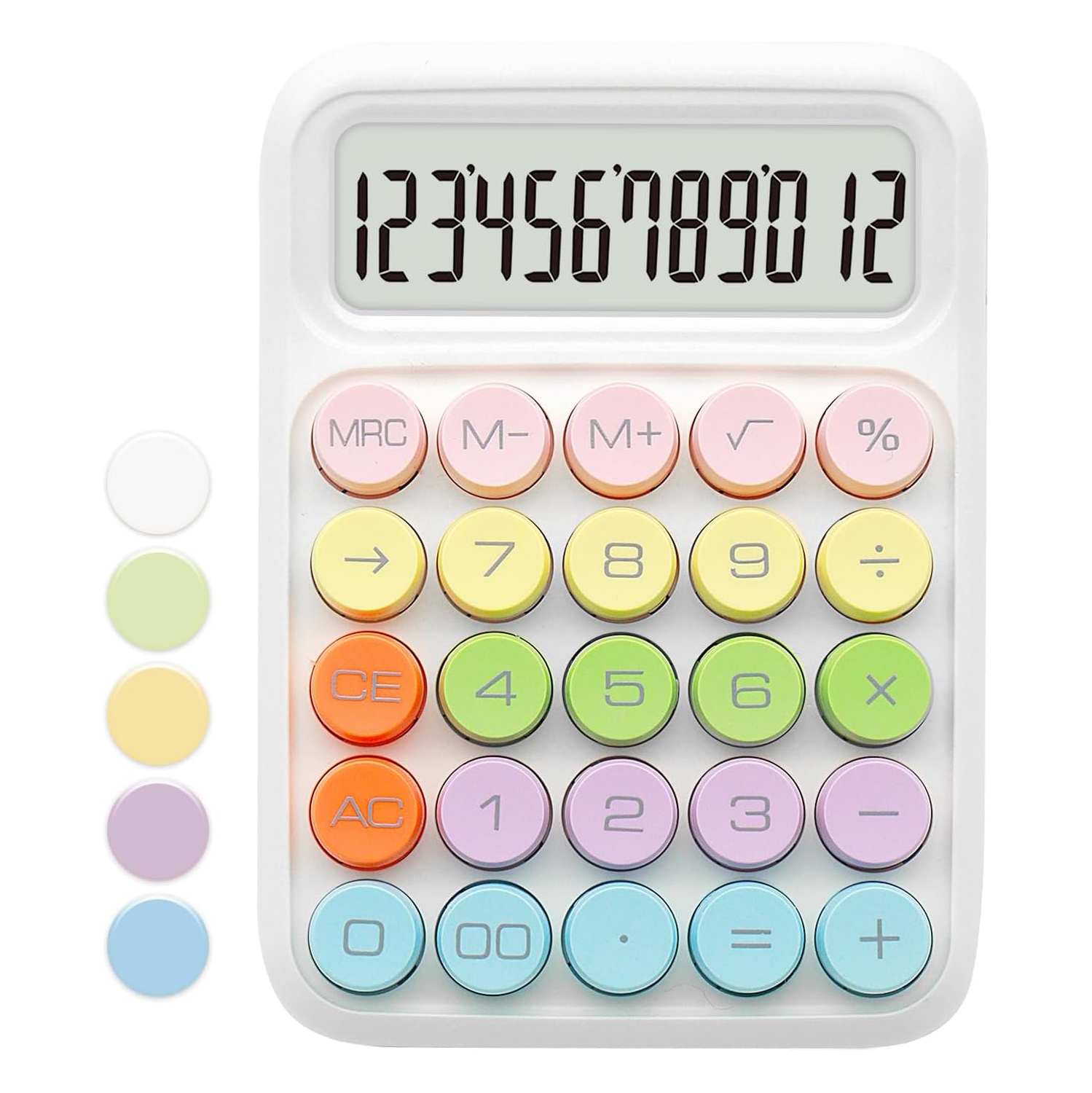 Calculatrice&nbsp;: couleur, affichage à 12 chiffres et gros boutons, idéale pour le bureau et l'école