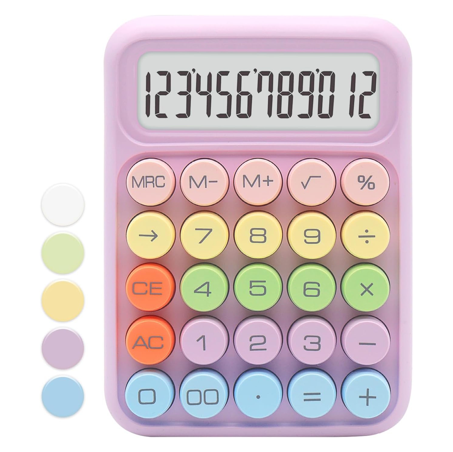 Calculatrice&nbsp;: couleur, affichage à 12 chiffres et gros boutons, idéale pour le bureau et l'école
