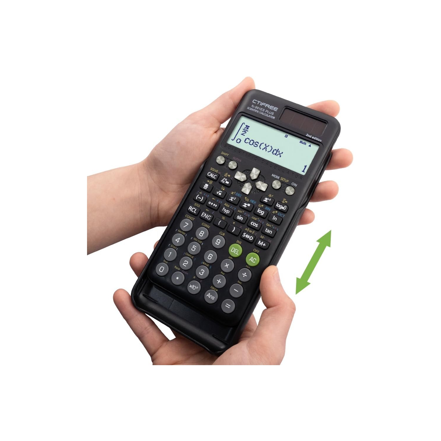 Function Calculator 417 Functions 2 Lines 10+2 Digits Written Display Solar Powered Scientific Calculator-black