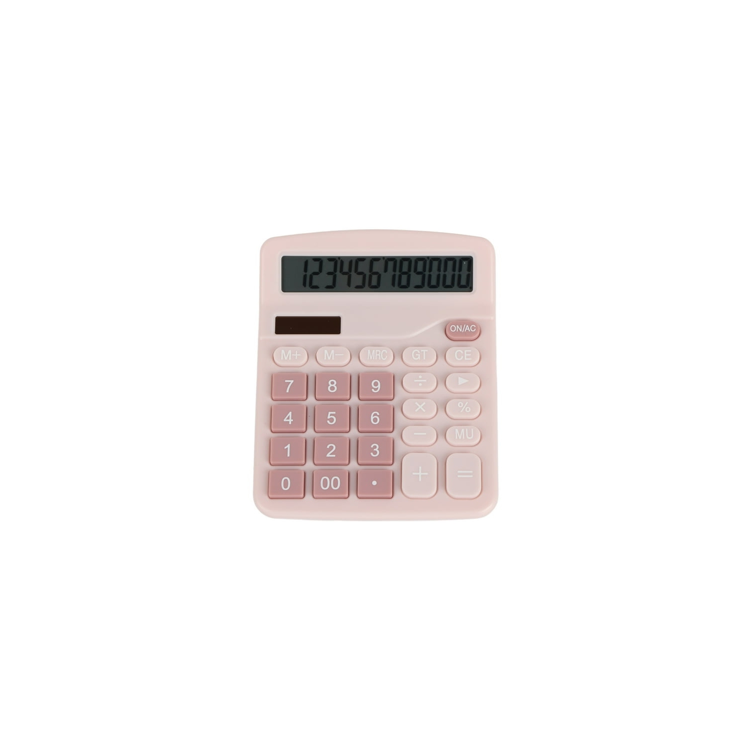 Calculator Standard 12 Digit Solar and Battery Dual Power Student Calculator for Office School Home Business - Pink