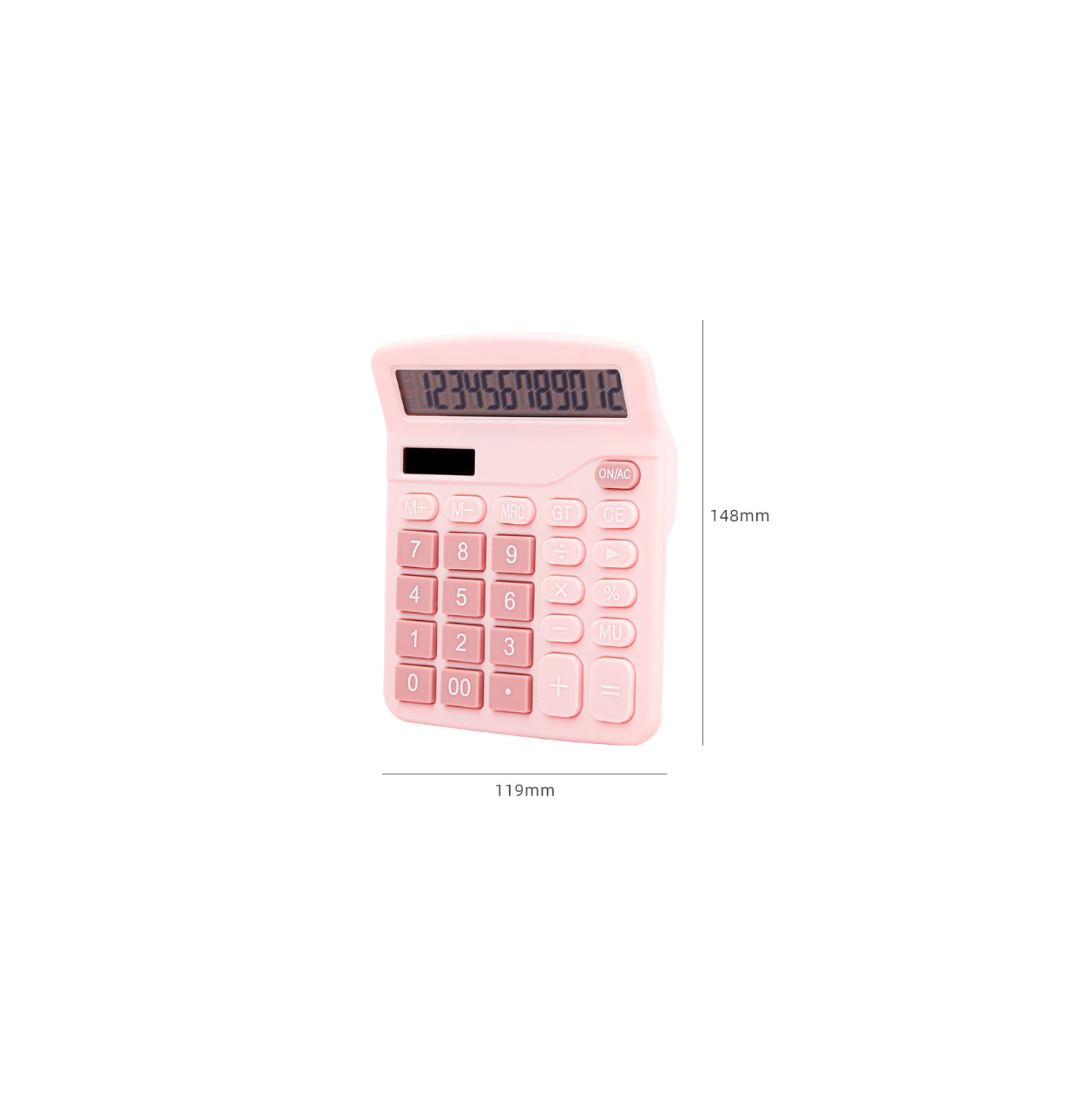 Calculator Standard 12 Digit Solar and Battery Dual Power Student Calculator for Office School Home Business - Pink
