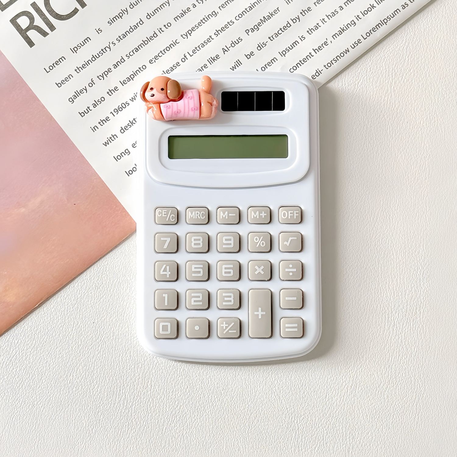 Mini cute cartoon calculator cute high value calculator portable mini student office small calculation - White