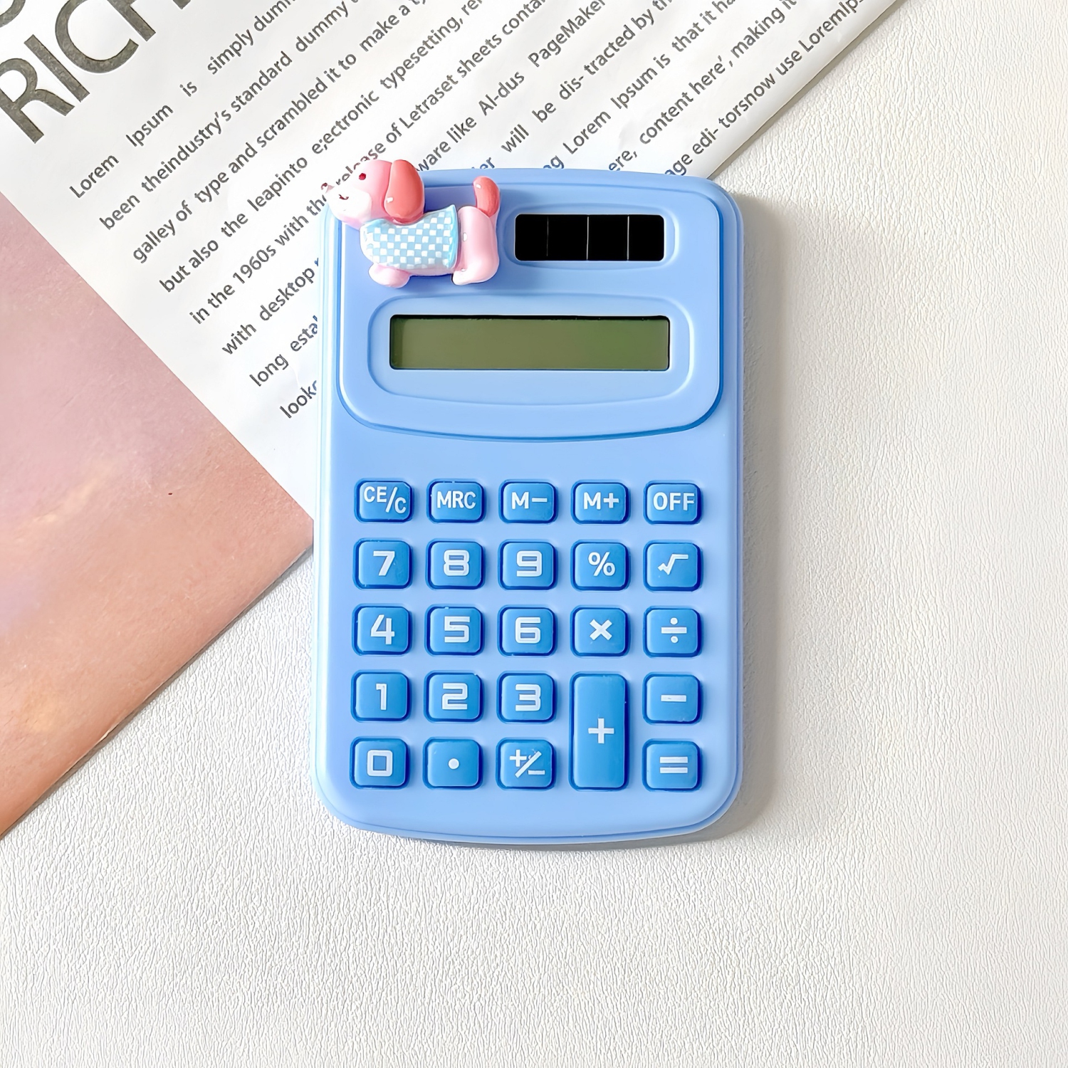 Mini mignon calculatrice de dessin animé mignon calculatrice de grande valeur portative mini bureau d'étudiant petit calcul - bleu