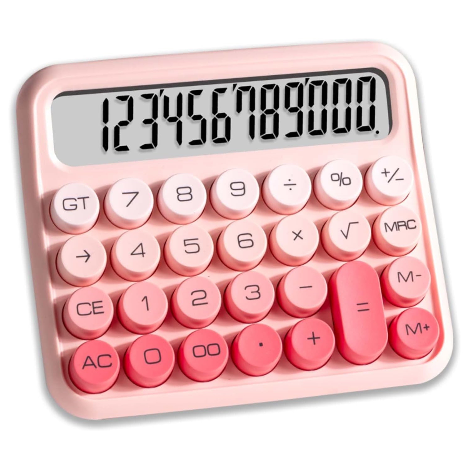 Mechanical Switch Calculator, Pink Calculator, Cute 12-Digit Extra Large LCD Display and Large Buttons, Basic Standard Calculator Desktop Version for