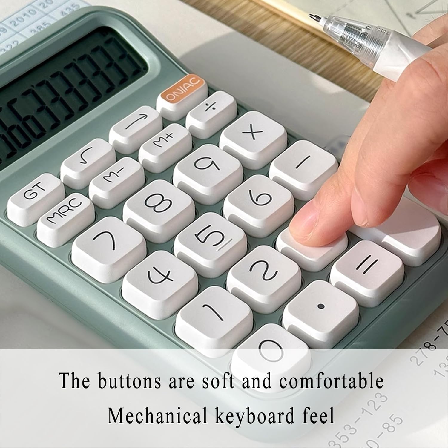 School Office Calculator, 12-Digit Battery-Powered Desktop Calculator with Large LCD Display, Sensitive Large Buttons, Office Calculator, Purple