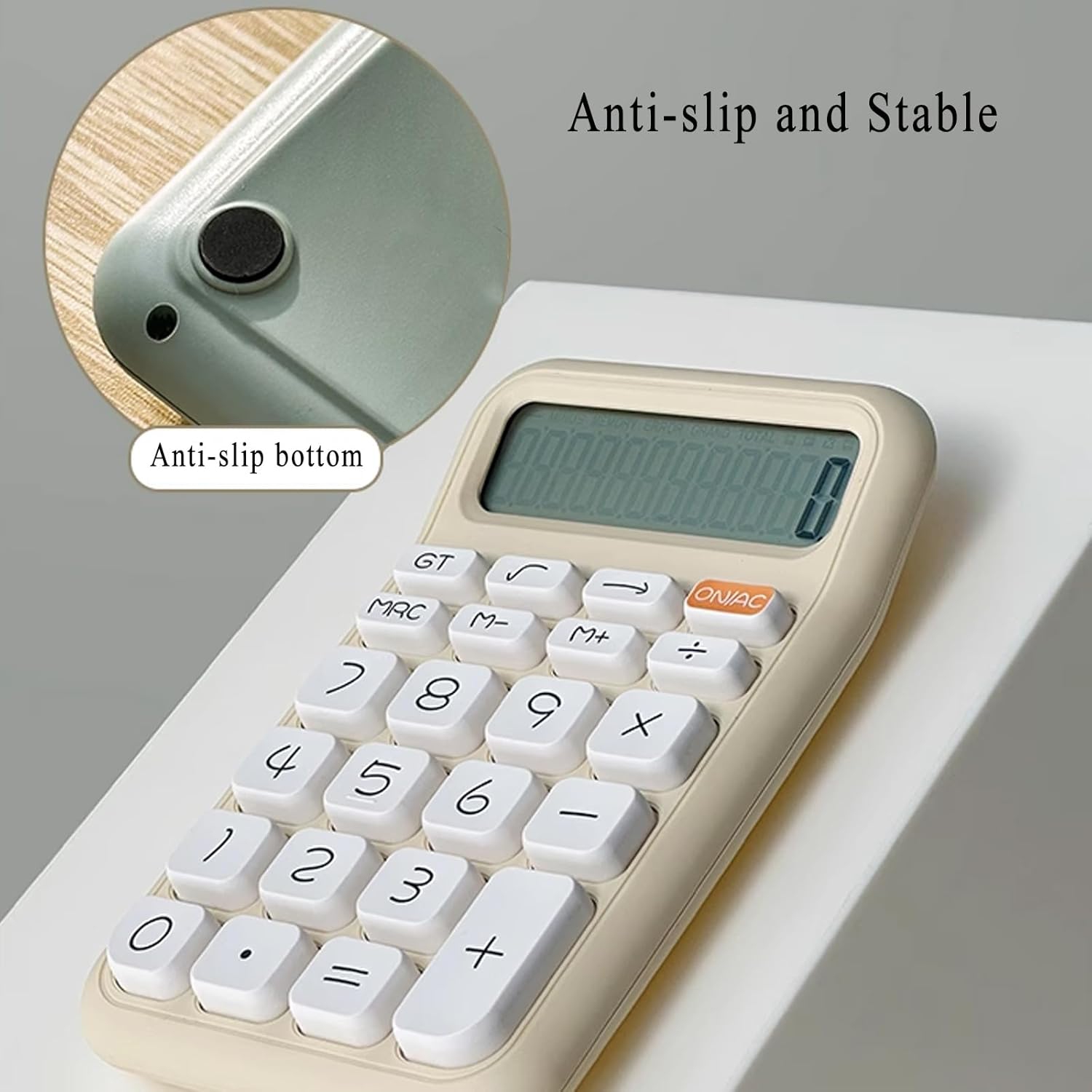 Calculatrice de bureau d'école, calculatrice de bureau alimentée par pile à 12 chiffres avec grand écran LCD, gros boutons sensibles, calculatrice de