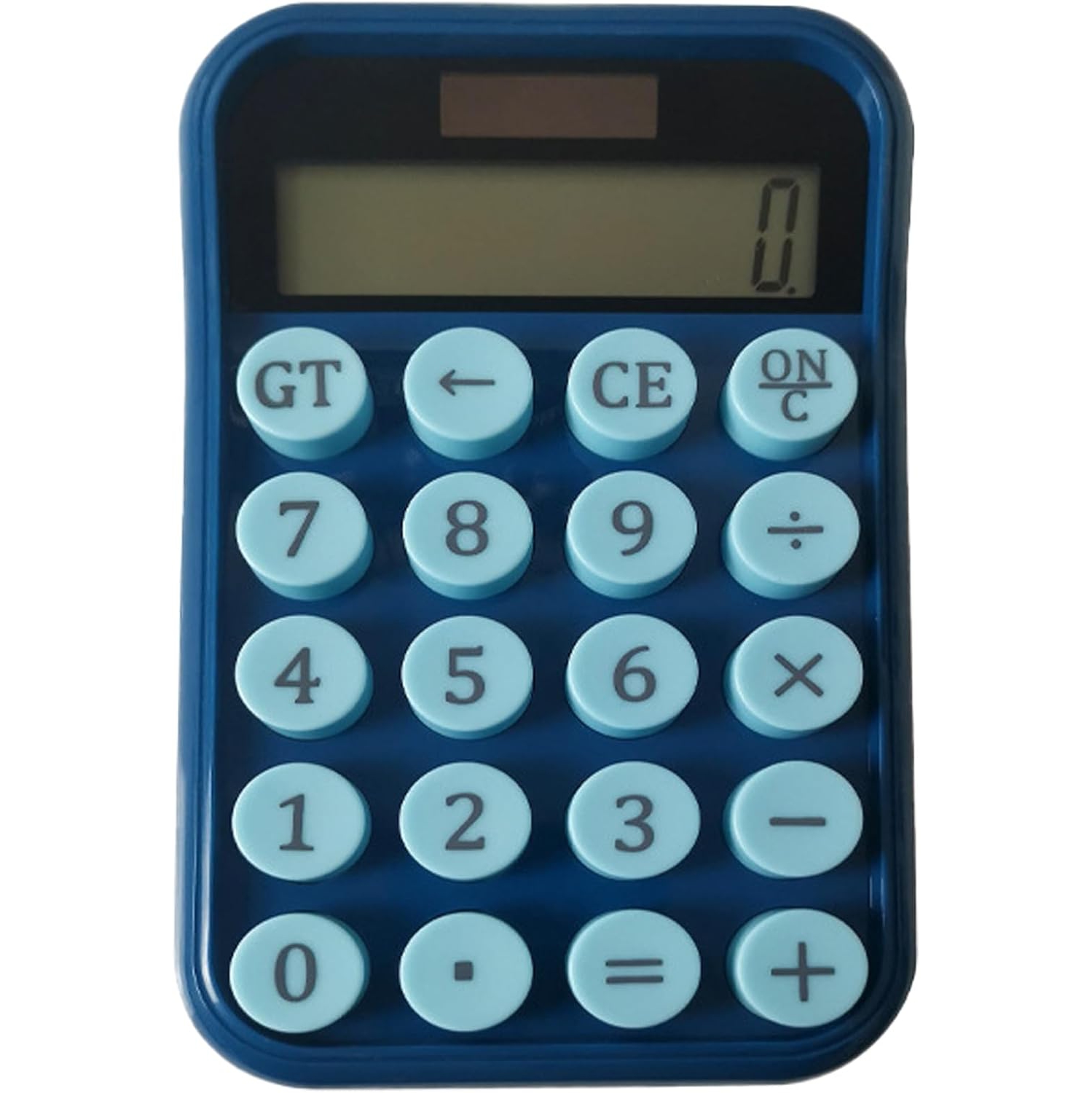 Portable 12-digit LCD calculator, easy to read, screen sliding base, mechanical keyboard, suitable for various uses-blue
