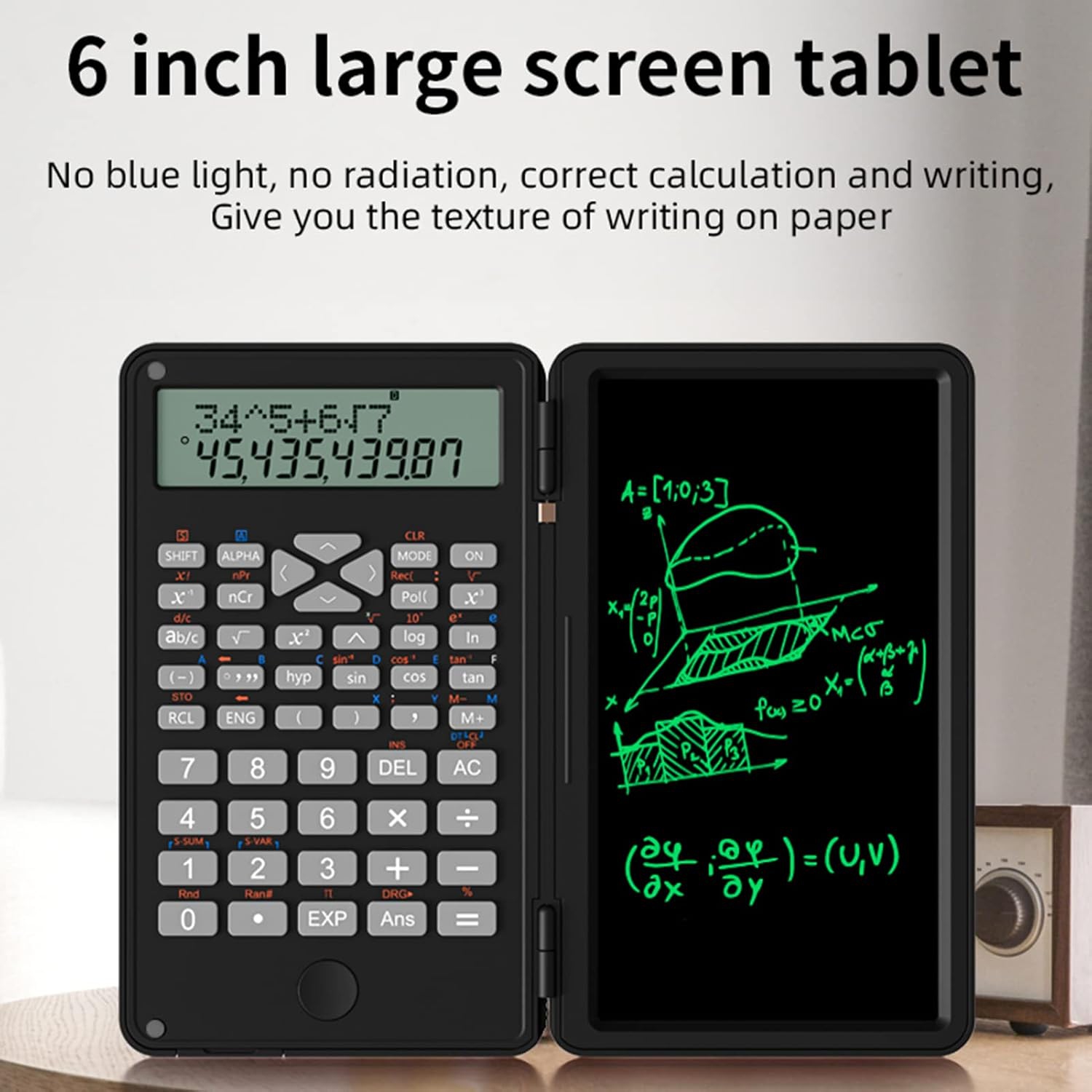 Scientific Calculator, Scientific Calculator with Erasable Pad, 240 Functions, LCD Screen, 2 Lines Financial Math Calculator, Foldable School