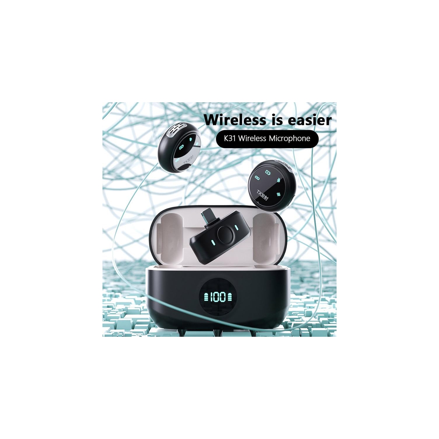 Microphones illuminés et à pointe, microphones magnétiques et cravates, prêt à l'emploi, DSP annulé, Replay 40H, audio haute fidélité