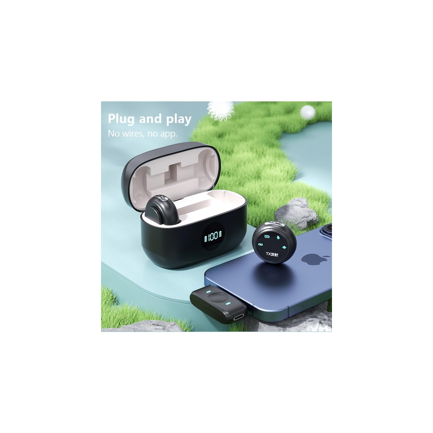 Microphones illuminés et à pointe, microphones magnétiques et cravates, prêt à l'emploi, DSP annulé, Replay 40H, audio haute fidélité