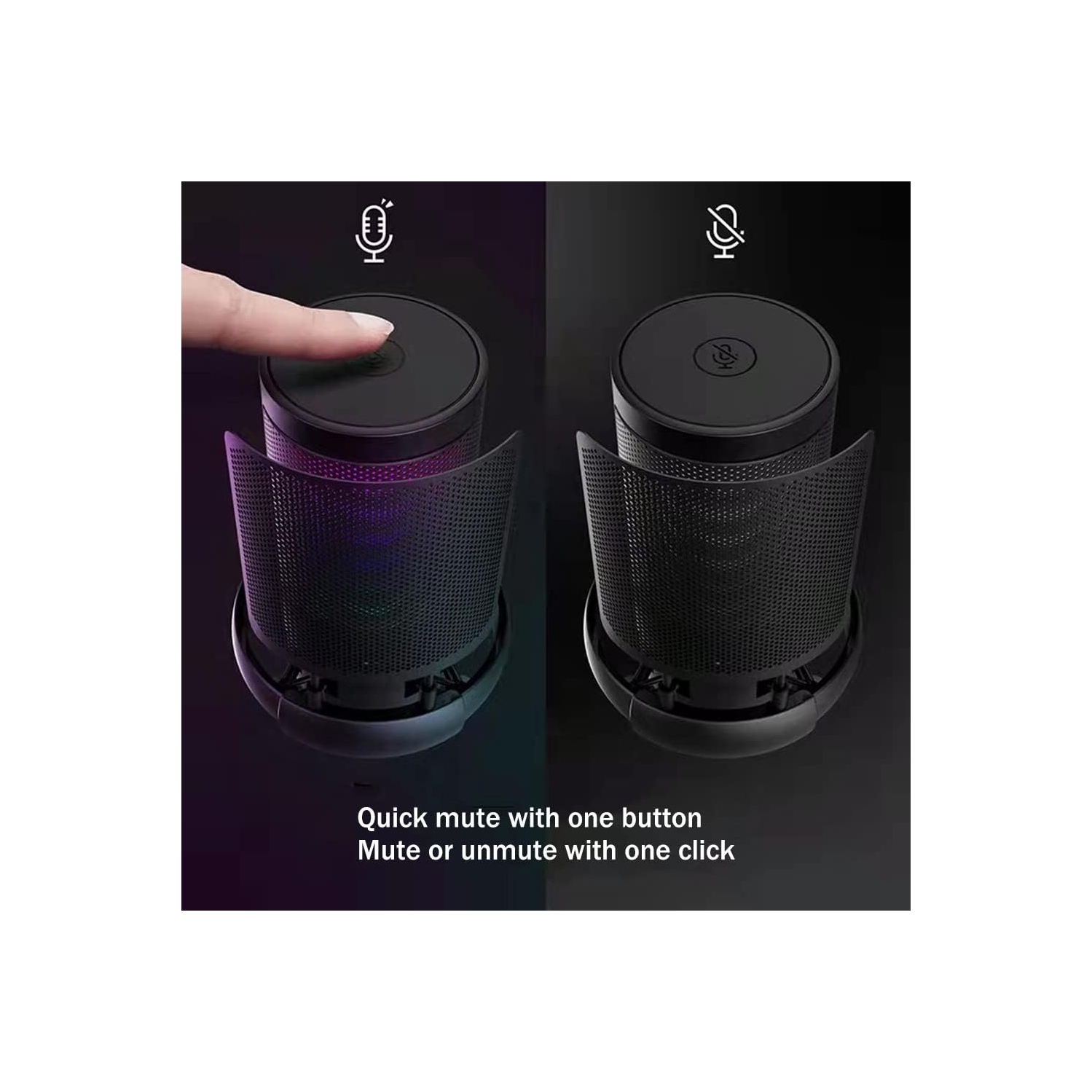 Computer recording microphone RGB lighting condenser microphone gaming microphone black