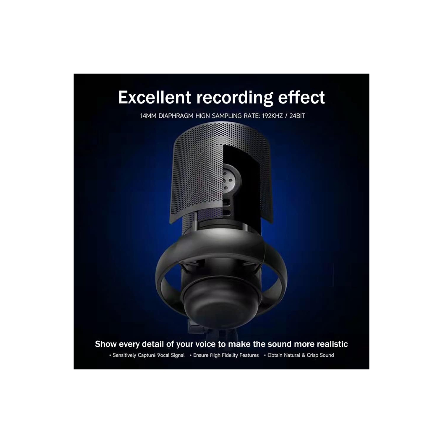 Computer recording microphone RGB lighting condenser microphone gaming microphone black