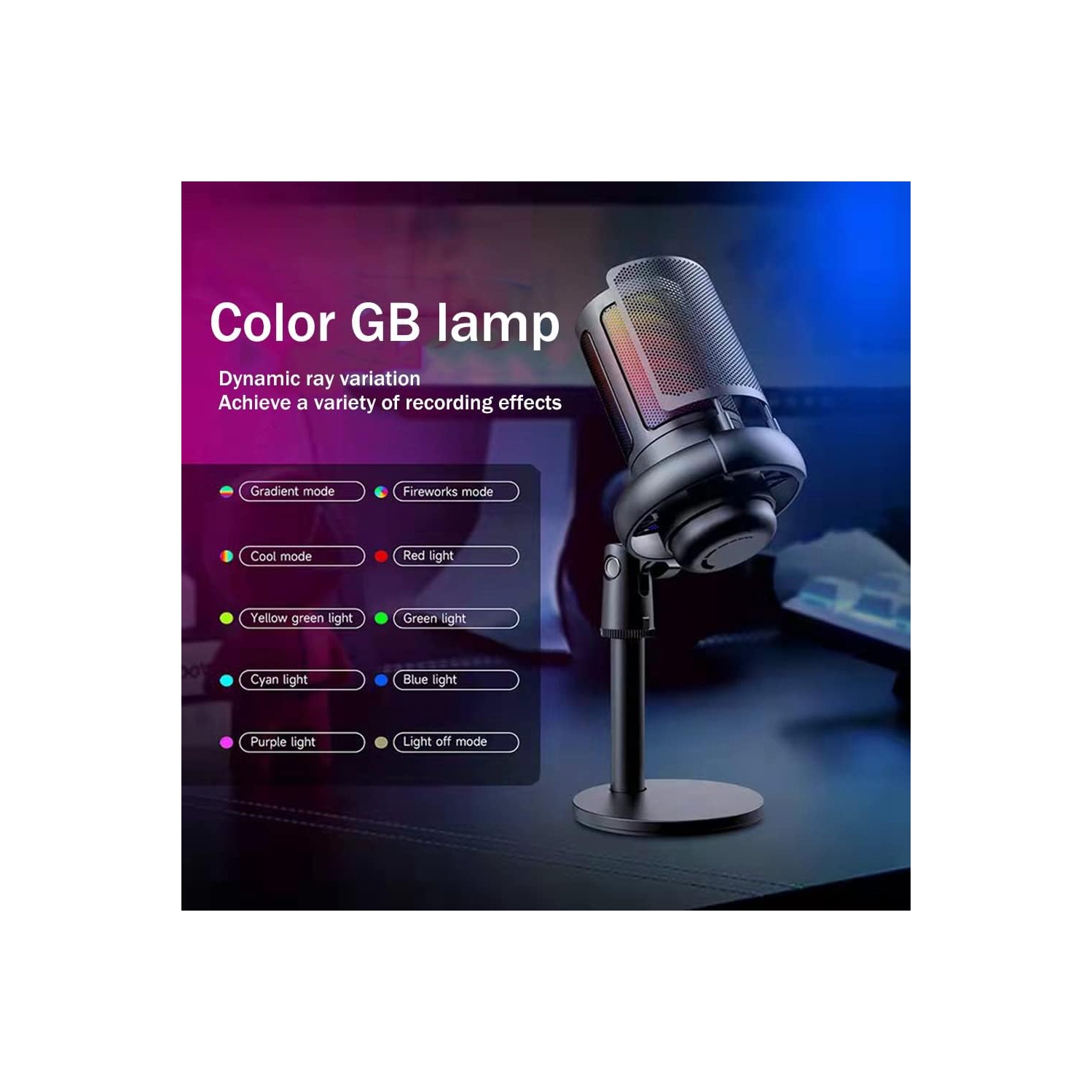 Computer recording microphone RGB lighting condenser microphone gaming microphone black
