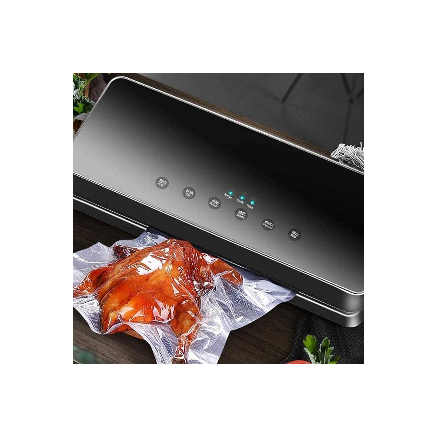 Scelleuse sous vide automatique pour la cuisine - Double mode humide et sec pour tous les aliments, économie d'espace, faible bruit, 10 sacs