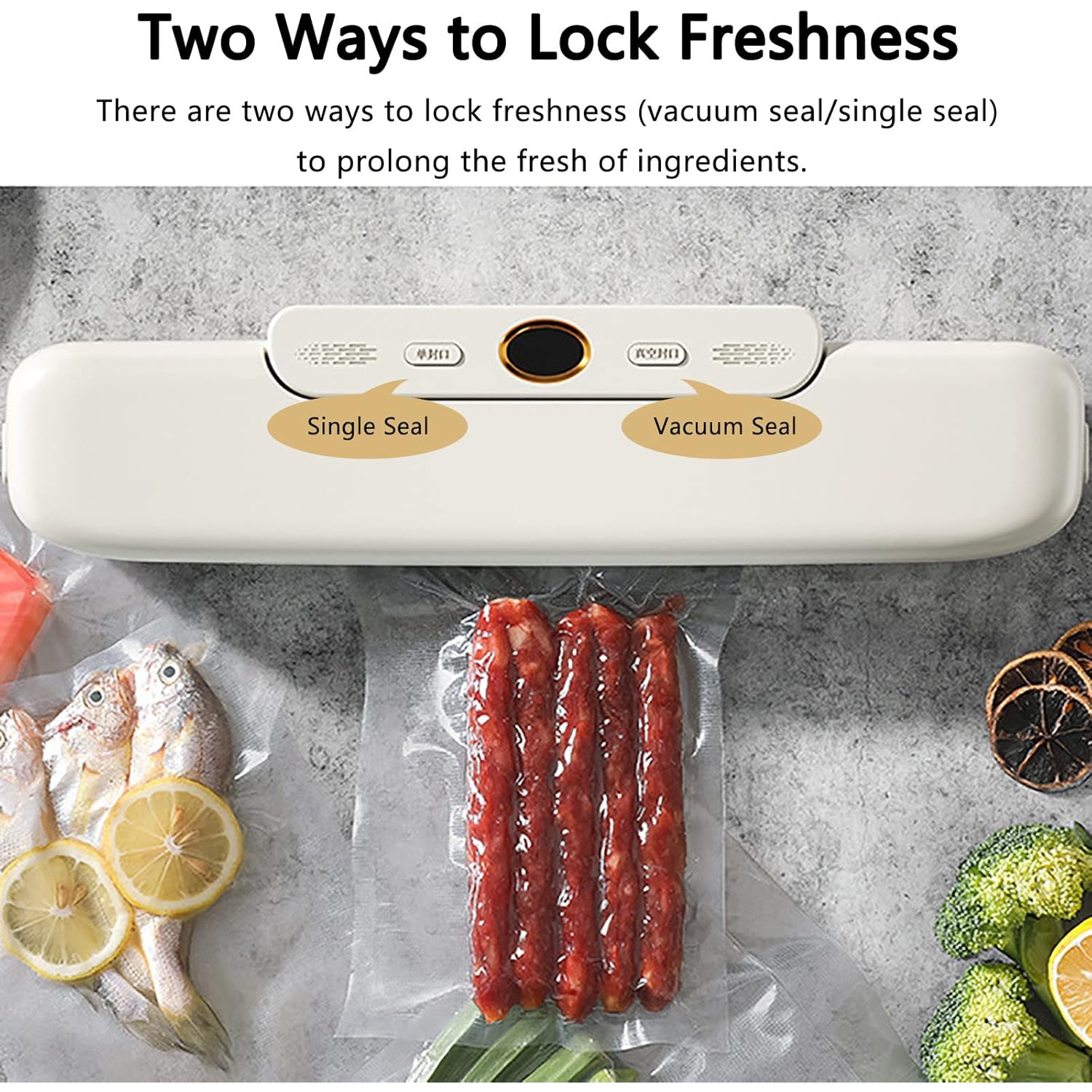 Multifunctional vacuum sealer - adjustable suction, suitable for dry/wet/soft food, one-touch operation, with compressor