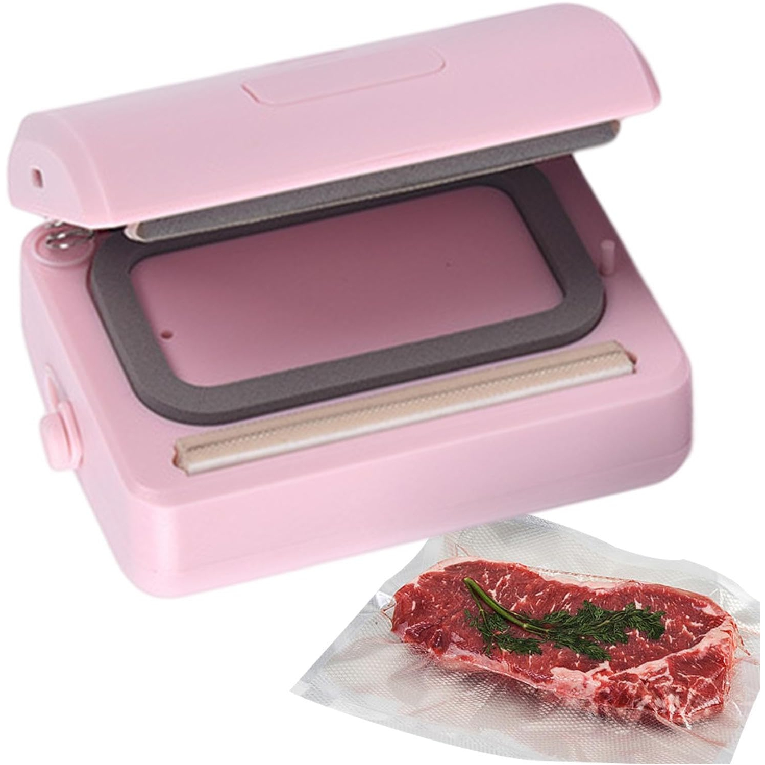 Portable vacuum sealer, small and light, rechargeable, strong suction, 60kPa vacuum and 100kPa inflation, perfect for camping/kitchen use