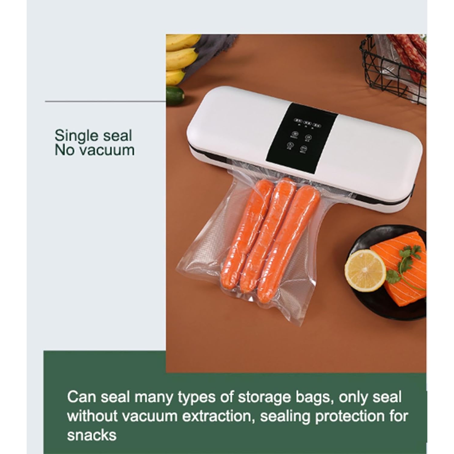 Scelleuse sous vide&nbsp;: verrouillage en 10 secondes, bouton de commande multimode, compact et facile à rincer, humide et sec, fonctionnement à un