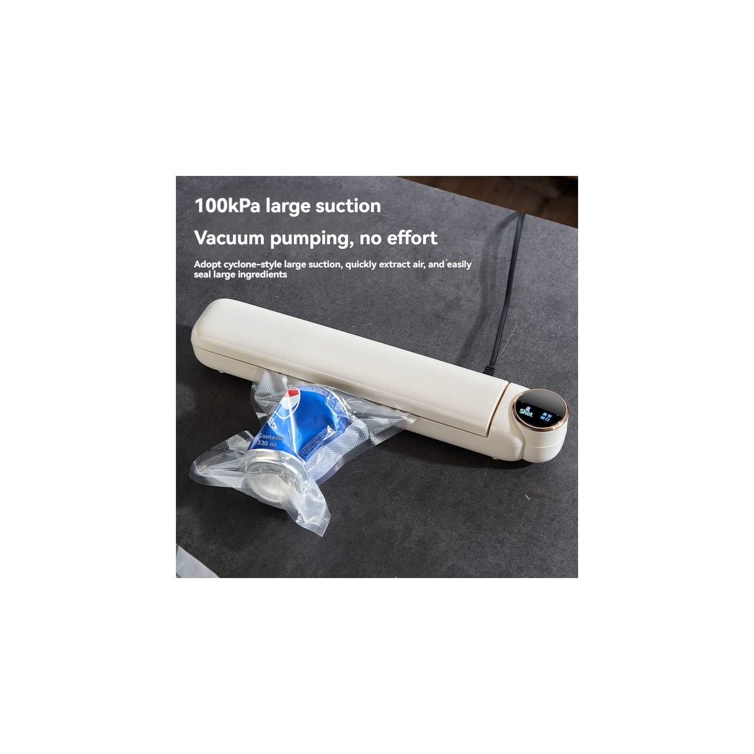 [100Kpa strong vacuum]Scelleuse alimentaire domestique, scelleuse sèche et humide, 300&nbsp;W haute puissance, fonctionnement à un bouton, spécial