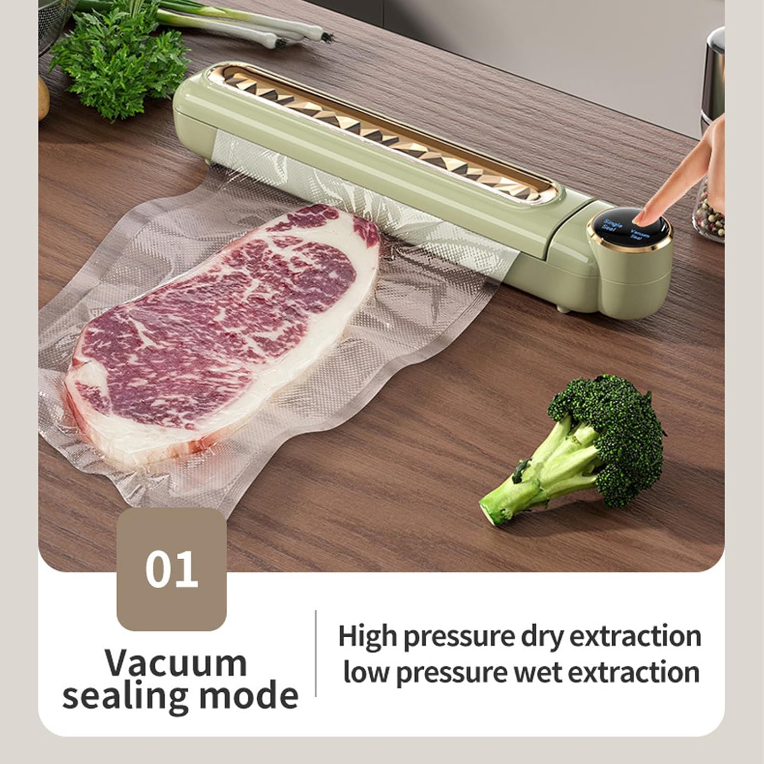 Food Vacuum Sealer Home Fresh Food Preservation Machine One-touch operation, 30cm wide seal, waterproof touch screen, compact design, suitable for
