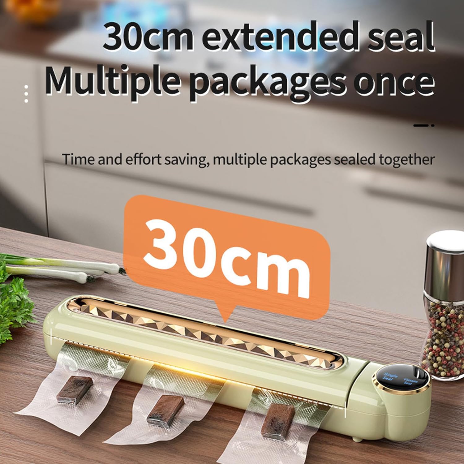 Food Vacuum Sealer Home Fresh Food Preservation Machine One-touch operation, 30cm wide seal, waterproof touch screen, compact design, suitable for